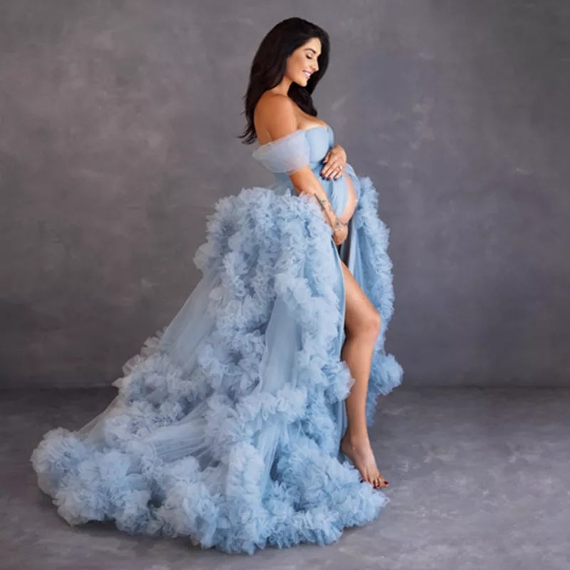 Maternity Dresses for Photoshoot Puffy Ruffles Tulle Pregnancy