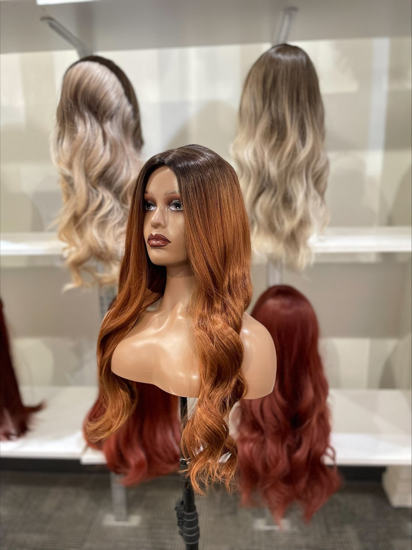 Alexandra - Natural Wave Golden Brown Full Head Wig