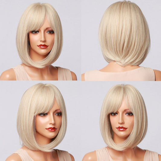 Rogue -  Straight Blonde Bob Style Full Head Wig 12" Long