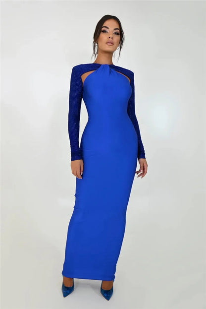 Royal Blue Maxi Dress With Long Sleeves