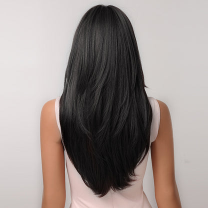 Mercedes - Straight Black Full Head Wig With Side Bangs