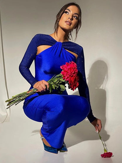 Royal Blue Maxi Dress With Long Sleeves