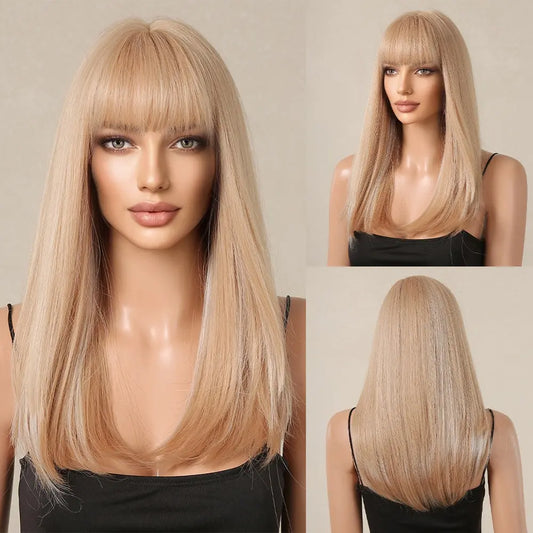 Savannah - Straight Blonde Full Head Wig With Bangs