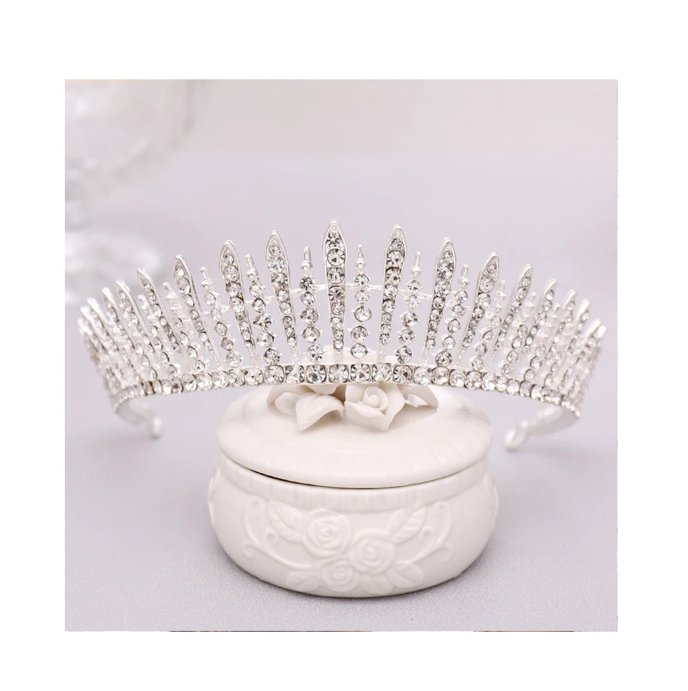 "Kate" Silver Tiara Wedding Crown Bridal Headpiece