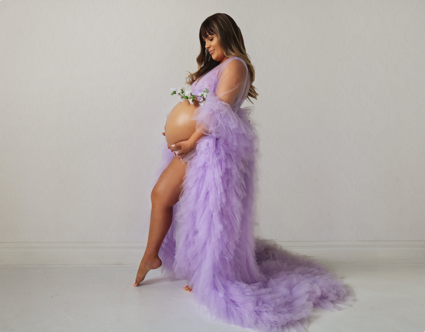 "Jasmine" Lavender Purple Maternity Robe Dress