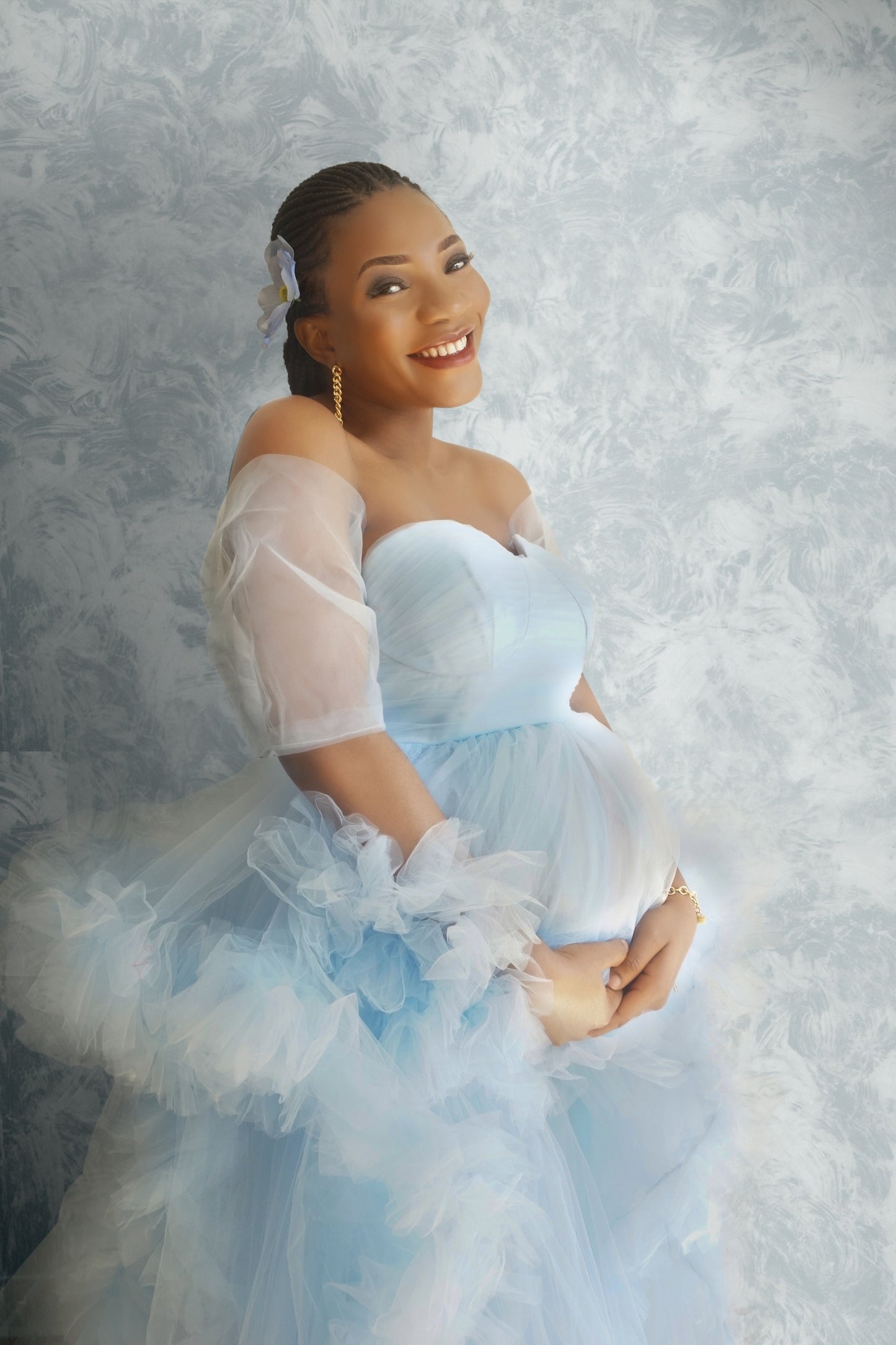 NABN Maternity Dresses for Photoshoot Tulle Maternity Dresses Off