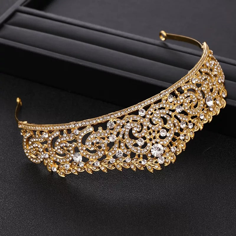 "Ariel" Golden Tiara Wedding Crown Bridal Headpiece