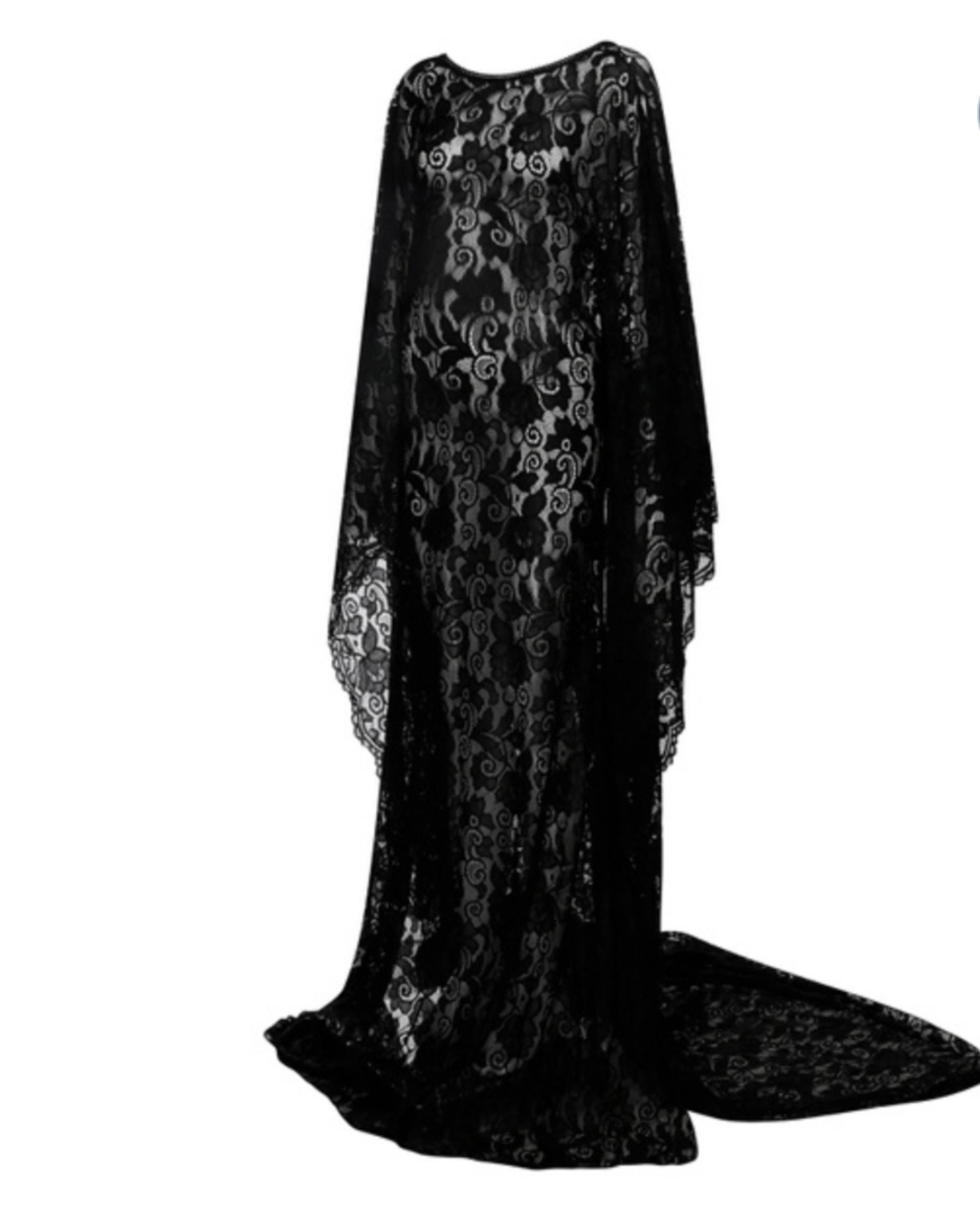 Hadley Black Lace Maternity Dress Split Side Bell Sleeve Gown